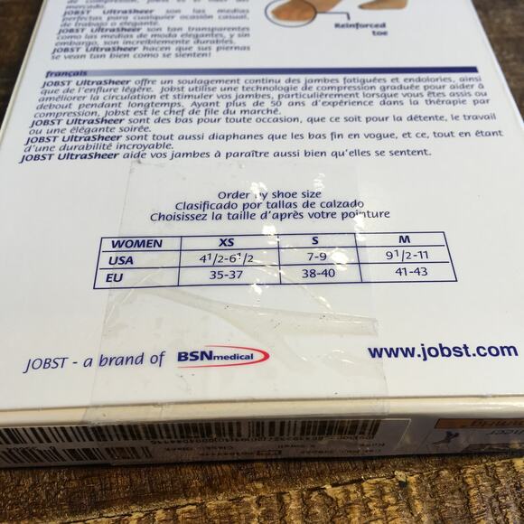 Jobst Black Compression Knee High Sock XS Classic Black 8-15 mmHg UltraSheer NEW - Picture 4 of 4